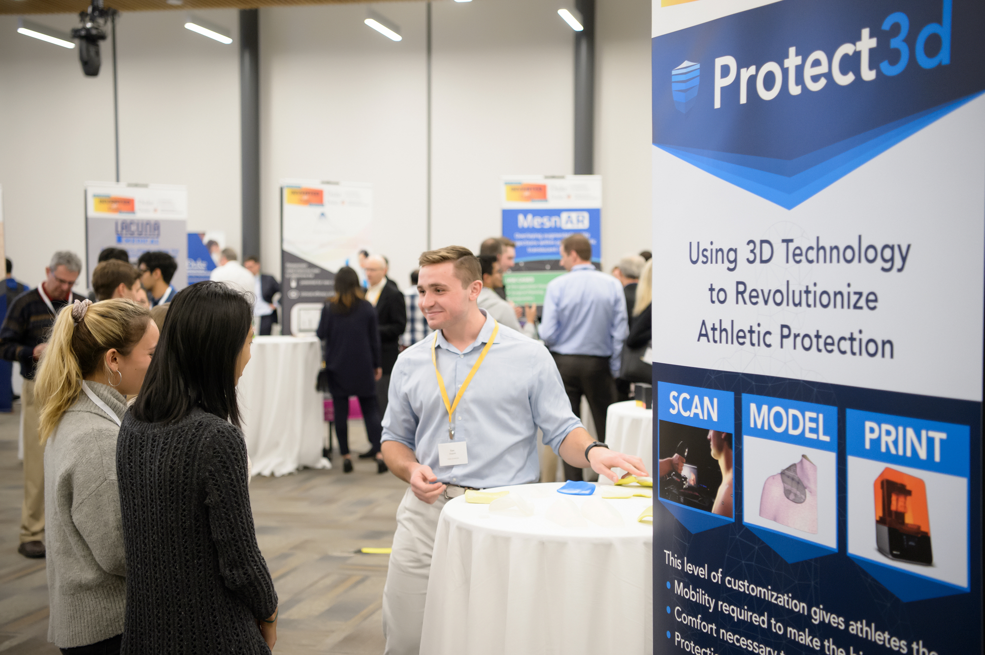 Protect3d is a student startup founded by Kevin Gehsmann, Clark Bulleit, Tim Skapek. What began as a novel engineering project helping former Duke QB and #6 overall draft pick Daniel Jones return to the field has become a startup revolutionizing protective equipment used in all levels of athletics and beyond.
